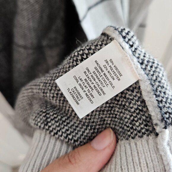 Leith Black and Gray Long Open Cardigan - Picture 3 of 4